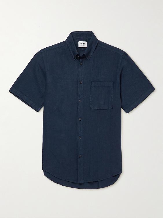 Dark blue short sleeve polo shirt from NN07