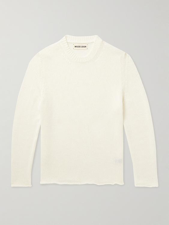 White sweater from Miles Leon