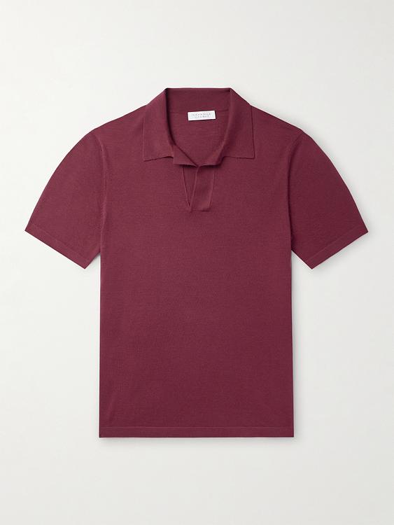 Dark red short sleeve polo shirt from Gabriela Hearst