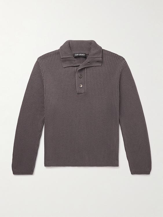 Dark brown long sleeve polo shirt from Our Legacy