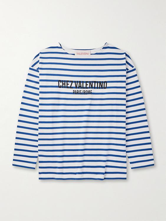 Striped white long sleeve t-shirt from Valentino Garavani