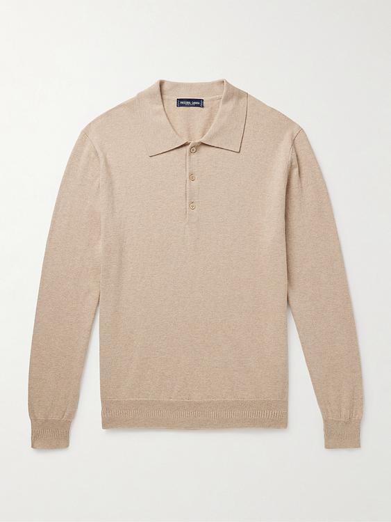 Beige long sleeve polo shirt from Frescobol Carioca