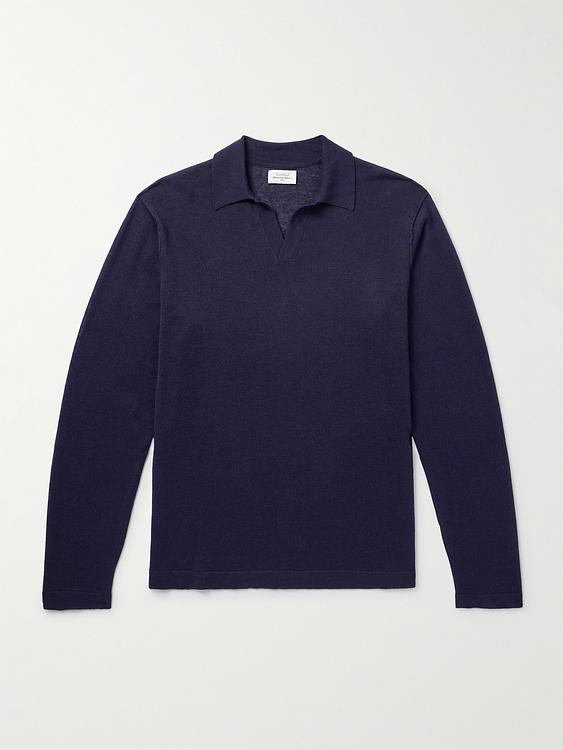 Dark blue long sleeve polo shirt from Hartford