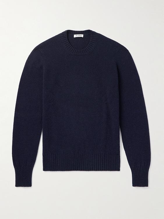 Dark blue cashmere sweater from De Petrillo