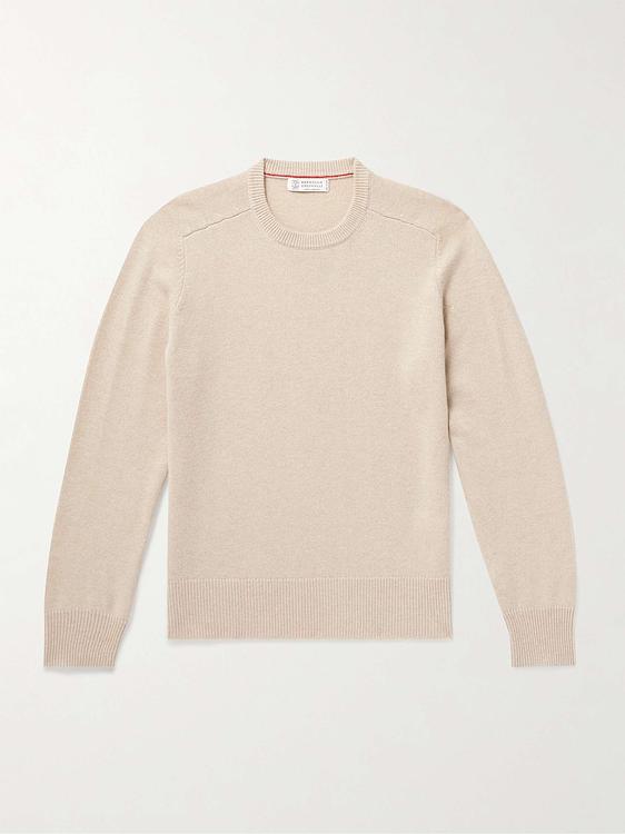 Beige cashmere sweater from Brunello Cucinelli