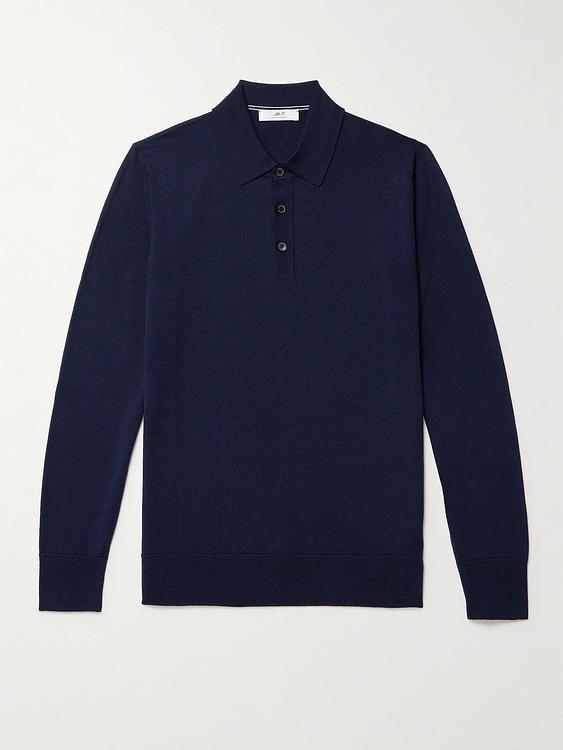 Dark blue long sleeve polo shirt from Mr P.