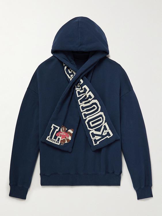 Print dark blue hooded sweatshirt from Kapital
