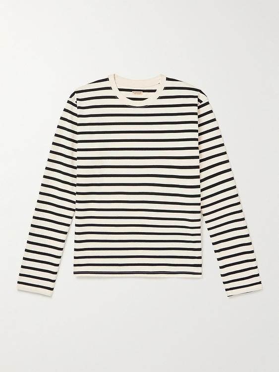 Striped white long sleeve t-shirt from Kapital