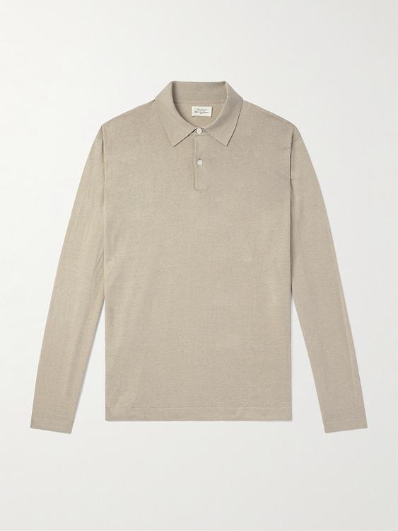 Beige long sleeve polo shirt from Hartford
