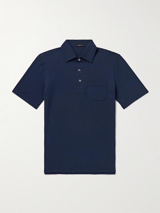Dark blue short sleeve polo shirt from Rubinacci