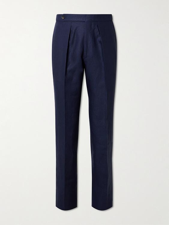 Dark blue suit trousers from Drake's