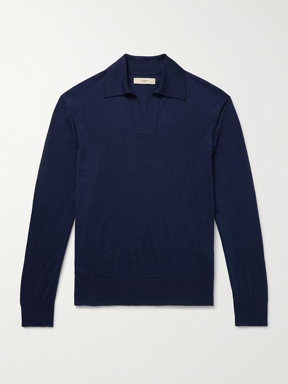 Dark blue long sleeve polo shirt from Purdey