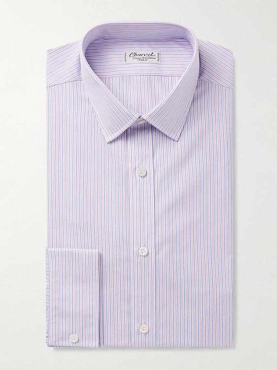 Striped white business shirt from Charvet