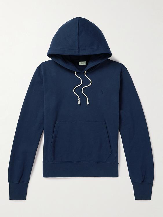 Print dark blue hooded sweatshirt from Saint Laurent