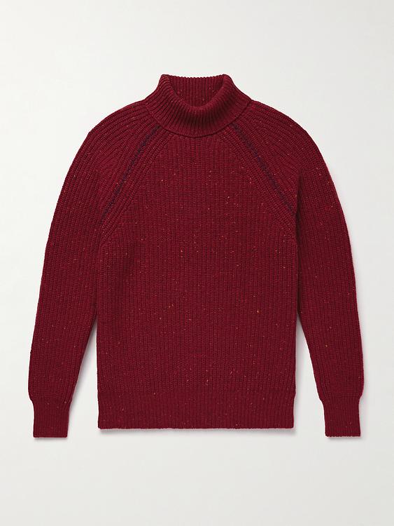 Dark red turtleneck from Inis Meáin