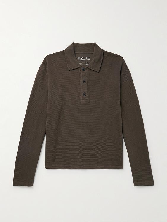 Dark brown long sleeve polo shirt from Mfpen