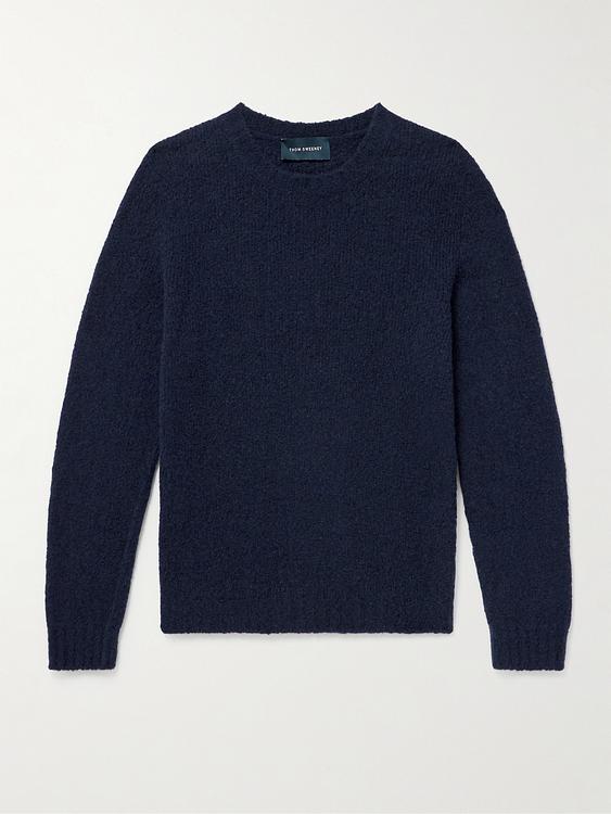 Dark blue cashmere sweater from Thom Sweeney