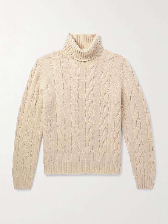 Beige turtleneck from Loro Piana